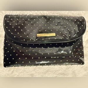 Vince Camuto Black Patent Gold Dots Cosmetic Travel Case